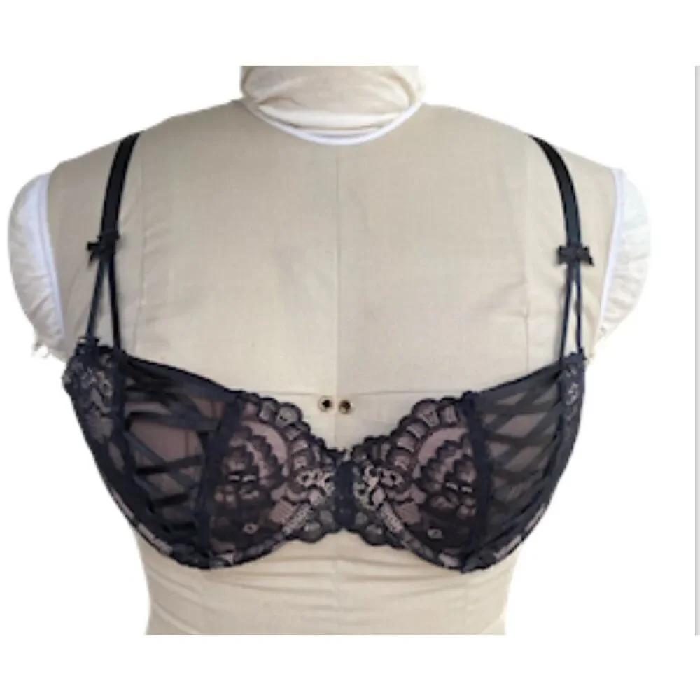 Adore Me Lace Balconette Bra Black 36C Lace Sheer